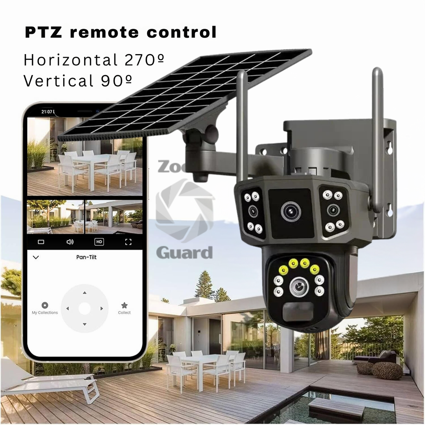 Zoom Guard: Security Camera - kit 3x1 + Free Solar panel